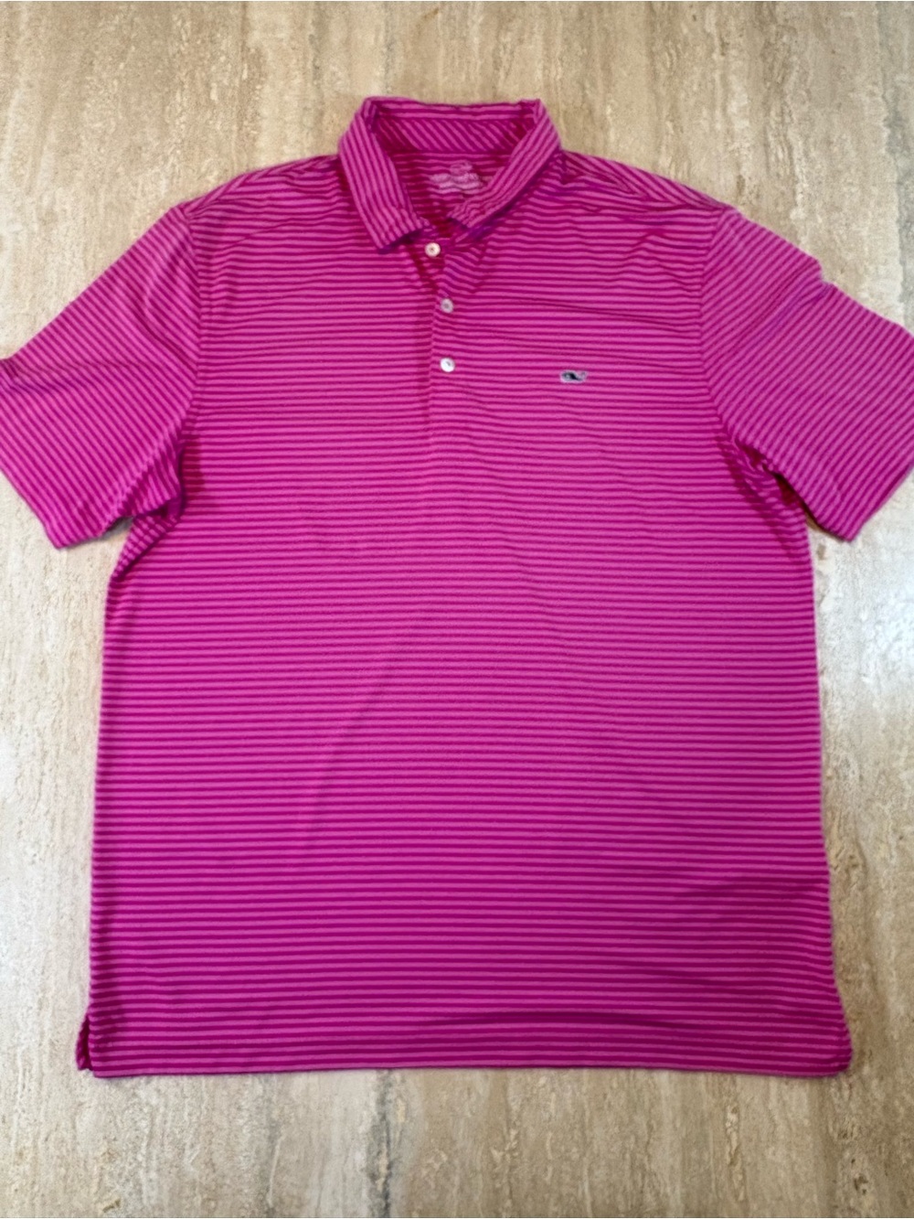 Vineyard Vines Men’s Hot Pink Striped Polo